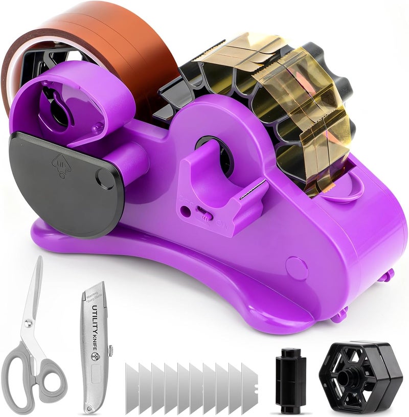 ThinkLearn Heat Tape Dispenser - Sublimation Heat Transfer Tape Dispenser with Scissors and Utility Knife, 1 '' & 3'' Core, Multi-Roll Pre-Cut Tape Dispenser for Crafting, Purple - Image 1